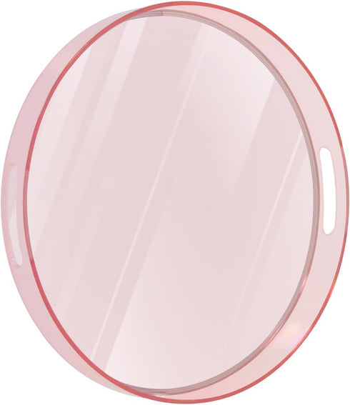 MAONAME Clear Round Serving Tray with Handles, 13" Plastic Clear Tray, Round