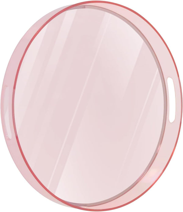MAONAME Clear Round Serving Tray with Handles, 13" Plastic Clear Tray, Round