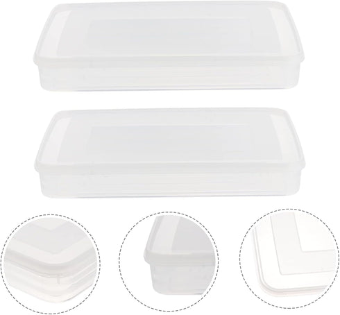 HOMSFOU 2pcs Large Dumpling Box Containers for Fridge, Stackable Food Storage Bins, Refrigerator Box Kitchen Supply