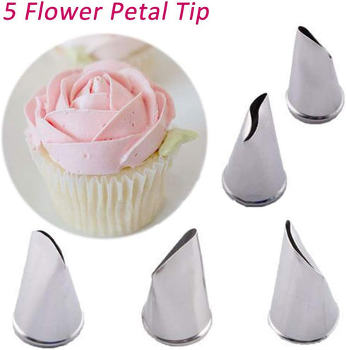 BeeSpring Rose Petal Nozzles - DIY Stainless Steel Icing Piping Tips for Cake Decoration, Ideal Pastry Tools Kit