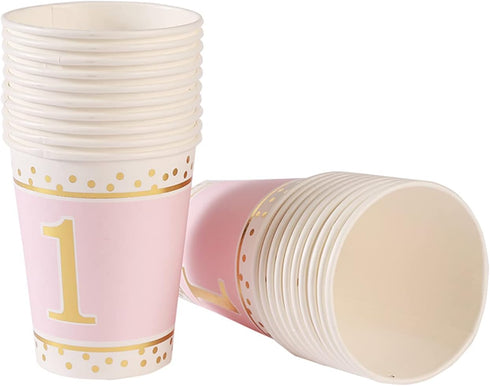 MaitianGuyou 1st Birthday Girl Decoration, Baby Shower Party Supplies Disposable Tableware Set for 20 Guests
