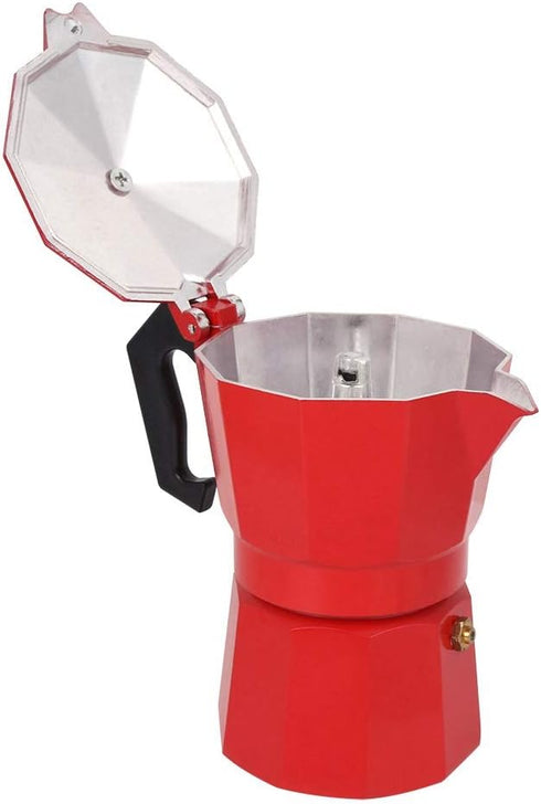 Classic Stovetop Espresso Maker, 6-Cup Capacity Aluminum Coffee Machine Moka Pot for Home or Office Use (Red)