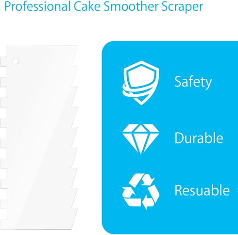 Cake Scraper 6 Pieces Clear Acrylic Icing Smoother Decorating Comb Set, Kitchen Baking Tool for Cakes