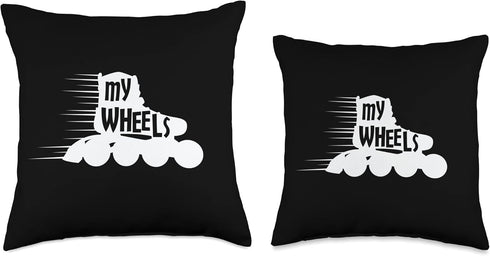 Skating Board Inline Roller Skate Throw Pillow, 18x18, Multicolor Skateboard Inline Skating My Wheels