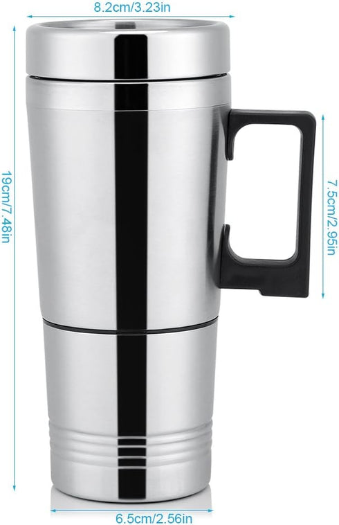 Asixx 12V/24V Car Heating Cup, 300ml Electric Kettle for Coffee, Tea, Water Mug, 304 Stainless Steel (24V)