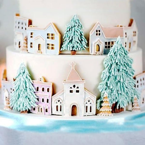 3D Christmas Tree House Silicone Mold for Fondant Cake Decor, Chocolate Sugarcraft Gingerbread Baking Mould