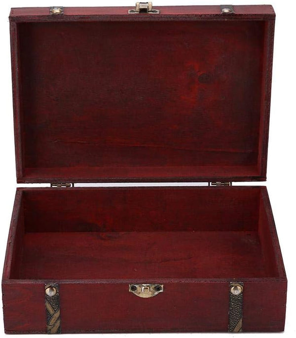 ZJchao Vintage Hand-Made Keepsake Box, Antique Decorative Wooden Photo Storage Box for Home Office Crafts