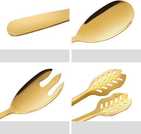 Heavy Duty Stainless Steel Salad Spoon and Fork Serving Set, Large Metal Serving Utensils for Home Kitchen Party