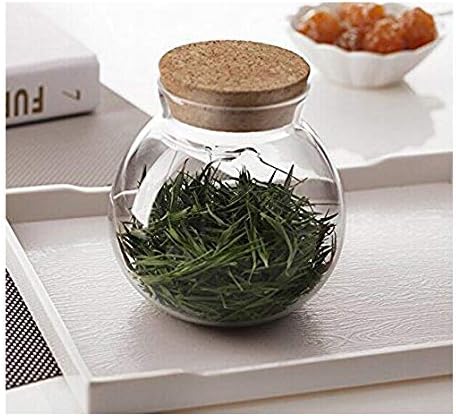 1PCS 500ML/17OZ Glass Favor Jars with Cork Lids, Transparent Round Food Storage Bottles for Kitchen