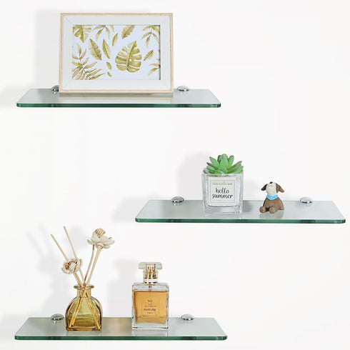 SAYAYO Glass Floating Shelves for Wall, Tempered Glass Shelves for Bathroom, Living