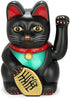 Monkey King Feng Shui Lucky Cats, Waving Wealth Cat Maneki Neko, 6" Tall, Black, Gold