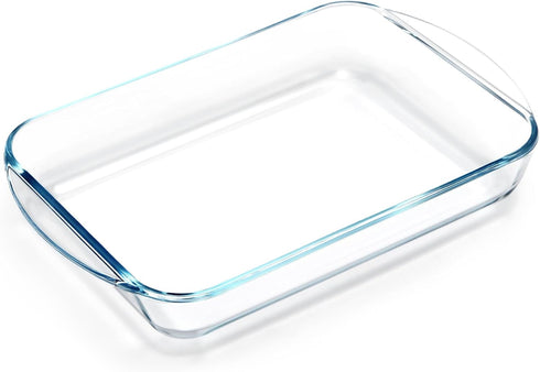 NUTRIUPS 2.6 Quart Glass Baking Dish, Rectangular Tempered Glass Casserole Dish for Oven Cooking