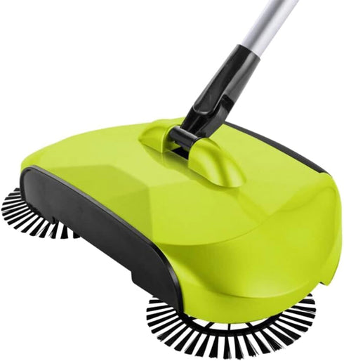 Healifty Mini Manual Sweeper 3 in 1 Carpet Cleaning Hand Push Dustpan Trash Bin Mop (Green) 360° Rotating