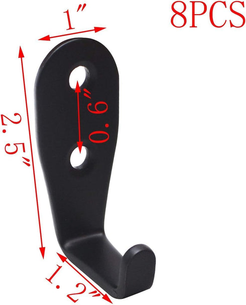 MY MIRONEY 2.5" x 1" L Shape Coat Hooks - Stainless Steel Single Hook Wall Mounted Pack of 8