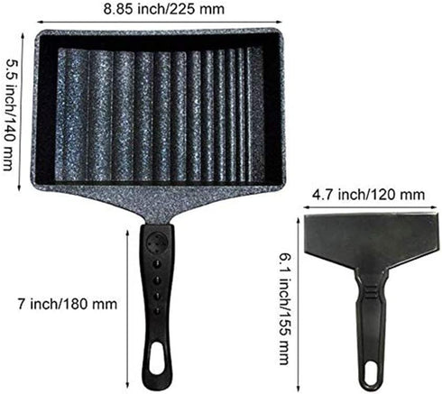 Tamagoyaki Frying Pan, Non-Stick Wave Bottom Maifanite Stone Egg Roll Pan for Omelette, Japanese Snacks, Black