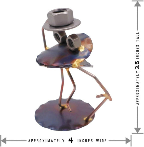 Singing Frog Collectible Handmade Metal Art Figurine, Desk Accessories, Trophy, Home Office Décor