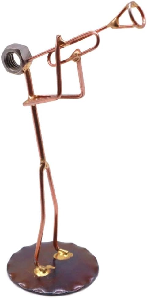 Trumpet Collectible Handmade Metal Art Figurine, Desk Accessories, Office Décor, Musical Instrument