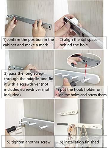 Extendable Sliding Wardrobe Hook Rail with Hardware Pull Out Closet Rod Organizer for Home, Office, Hotel