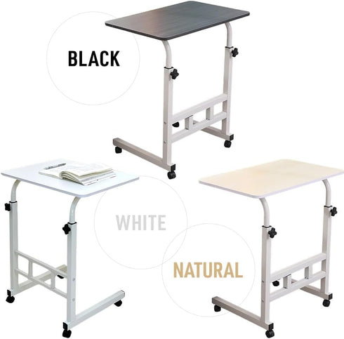 23.6" 66lbs 66 lbs Japard Small Desk on Wheels, Mobile TV Tray Table Rolling Desk for Bed Sofa, Adjustable Height Wide