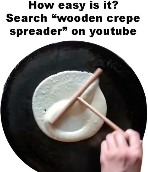 Pre-assembled HipGirl Wooden Crepe Spreader, Pancake Crepe Tools, Spatula Sticks for Dosa and Tortilla Making