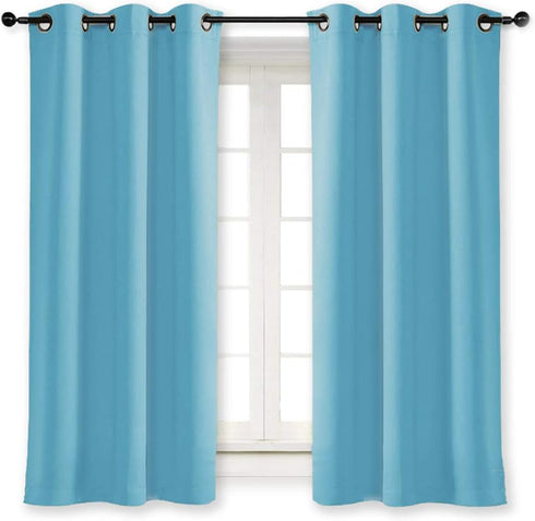 NICETOWN Blackout Curtain for Bedroom, Single Panel, W34 x L63 inches, Teal Blue, Thermal Insulated
