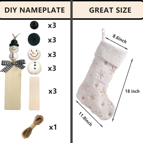 AOGU 3 Pack 22 Inch Faux Fur Sequin Christmas Stockings, Snowy White Hanging Ornaments, Gold
