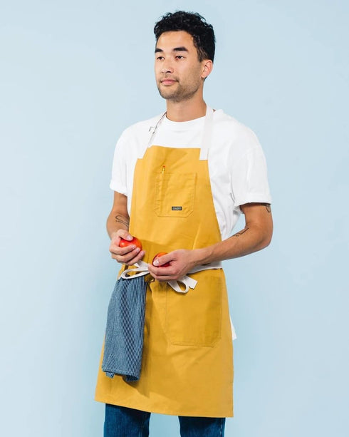 Caldo Daily Cotton Kitchen Apron for Cooking- Mens and Womens Professional Chef or Server Bib Apron - Adjustable Straps