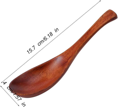 AKOAK Wooden Soup Spoon, Short Handle Kitchen Spoon for Home Cooking and Serving Ice Dessert