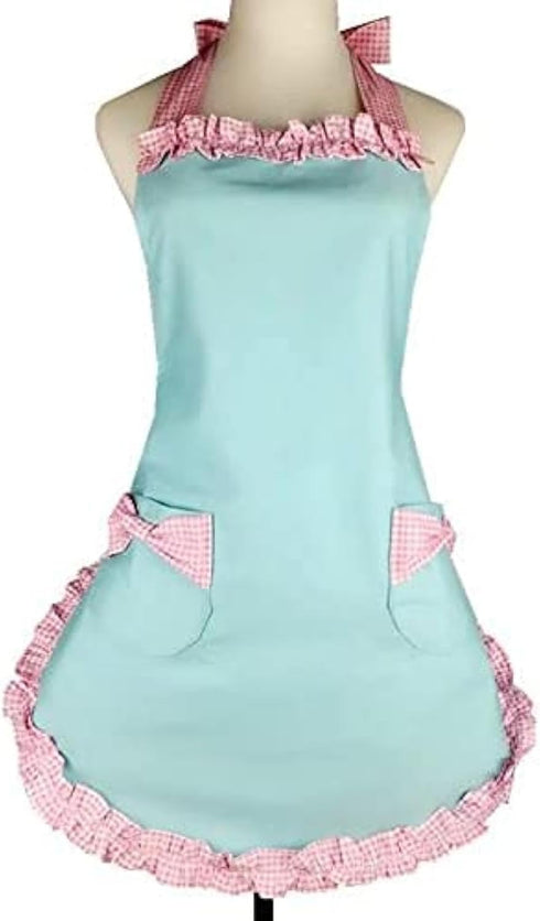 RosieLily Retro Aprons for Women, Vintage Kitchen Apron with Pockets for Cooking and Baking