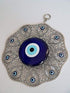 Turkish Glass Blue Evil Eye Wall Hanging Ornament - Metal Home Decor Amulet for Protection and Good Luck Gift