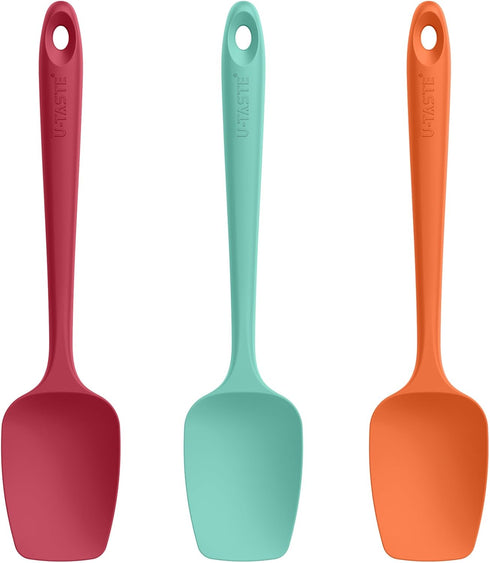 U-Taste Silicone Spoon Spatula Set - 600ºF Heat Resistant Flexible Rubber Kitchen Baking Utensils Set of 3