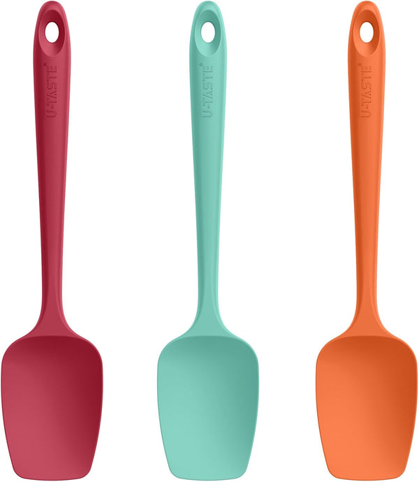 U-Taste Silicone Spoon Spatula Set - 600ºF Heat Resistant Flexible Rubber Kitchen Baking Utensils Set of 3