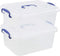 2 Packs Plastic Stackable Storage Boxes - Transparent Lid and Deep Blue Handle, Holds 8 Quart