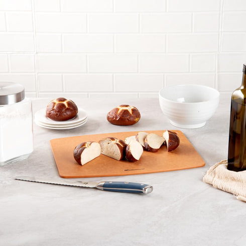 Restaurantware Nature Tek Double-Sided Cutting Board, 14.5 x 10.8 Inch, Durable Kraft Wood Fiber Dishwashable Board