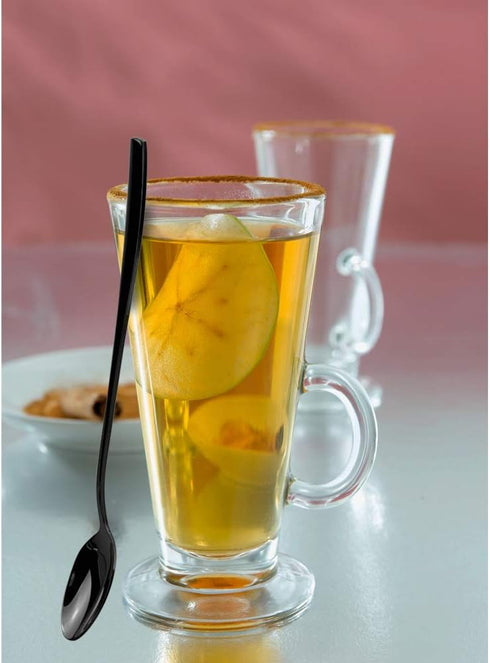 Black Stainless Steel Long Handle Iced Tea Spoon, Set of 8 Stirring Spoons