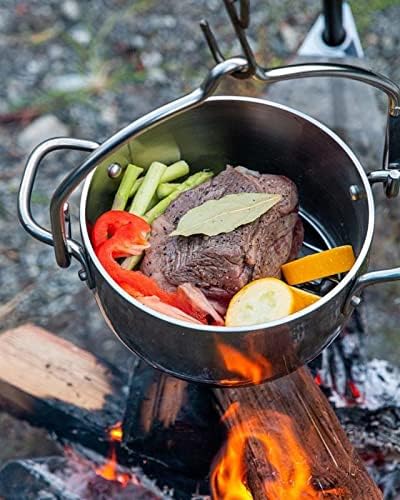 CAMPINGMOON f4.9-inch Round Stainless Steel Cooking Grid Grill for Backpacking Pocket Stove