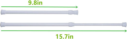 Tension Rods, 4 Pack Adjustable Spring Steel Cupboard Bars, Tension Curtain Rod 9.8-15.7 Inches