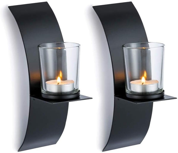 Sziqiqi Wall Candle Sconces for Decorations, Black Metallic Wall Mounted Candle Sconces