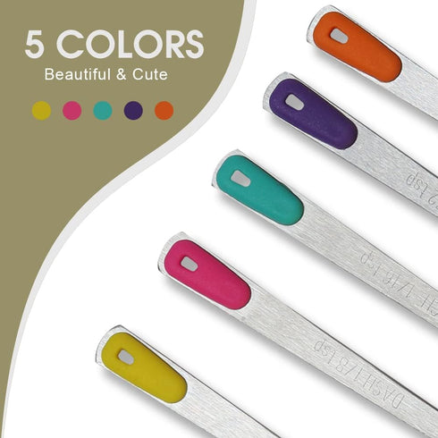 Measuring Spoons Set of 5, Tiny Stainless Steel with Silicone Handle, for Dry or Liquid Ingredients