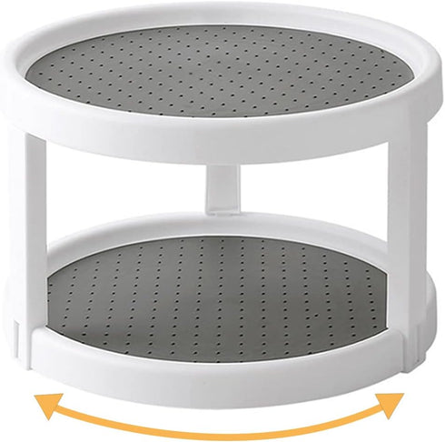 Lazy Susan Organizer, 2 Tier Non-Skid Spice Rack Turntable, 10-Inch Spinning Organizer for Kitchen