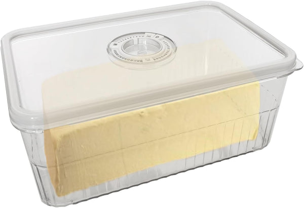 Airtight Cheese Container with Time Recording, Cheese Storage Box for Fridge, Lid Included