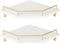 Tirzah White Wall Mount Corner Shelf with Gold Metal Guardrail, 2-Tier 9.5-inch