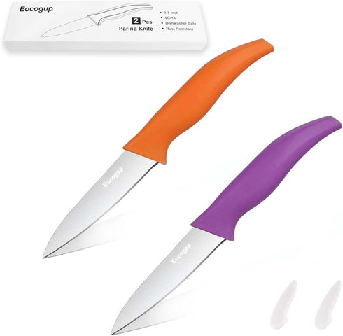 Paring Knife Set of 2 - 3.7 Inch Stainless Steel Fruit and Vegetable Knife, Dishwasher Safe with Comfortable Handle