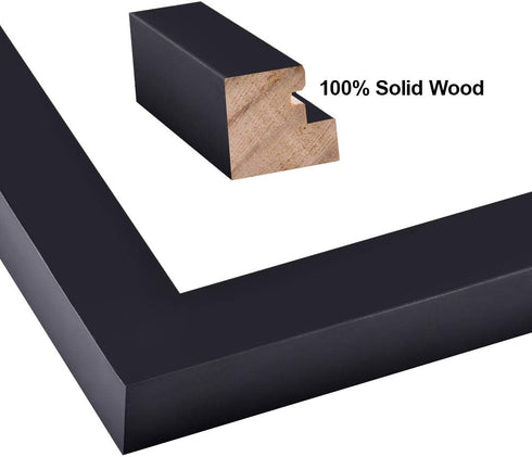 8x10 inch Picture Frames Made of Solid Wood with High Definition Glass, Display Pictures 5x7 with Mat or 8x10 Without