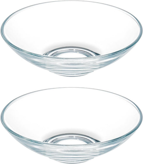 Clear Glass Bowls - 15oz Cereal, Pasta, Soup, Dessert, Salad, Mixing Bowls, 7 inch Set of 2