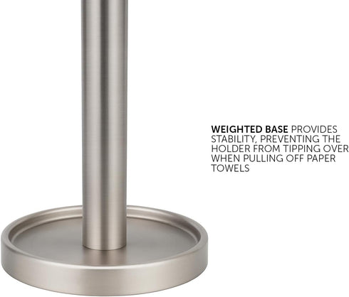 Ivilon Paper Towel Holder - Brushed Nickel Stand for Easy Tear