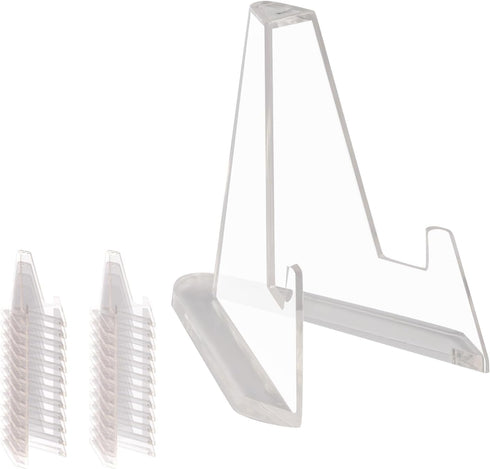 24 Pack Acrylic Coin Display Stand, Clear Mini Easel for Sport Cards, Baseball Cards, Challenge Medals