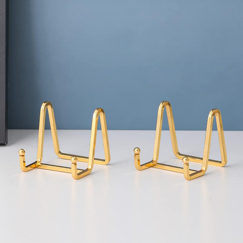 4 Pack Plate Holder Easel Display Stand - 3 Inch Metal Stands for Display Pictures | Photo Frames | Decorative Plates -
