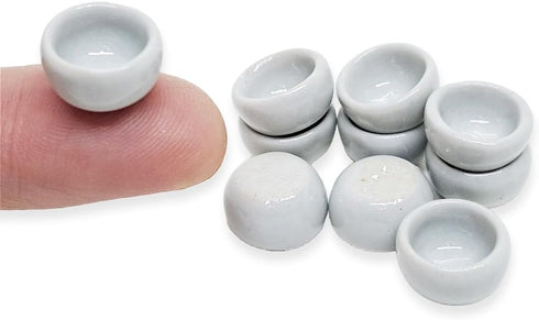 " Inch Diameter White Round Ceramic Sauce Bowls, Set of 10 Pieces Miniature Tableware