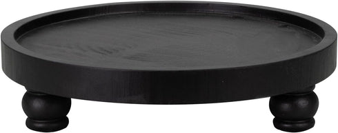 Counter, MAONAME Decorative Round Wood Riser for Display, Farmhouse Pedestal Stand for Kitchen Black Wooden Risers Tray